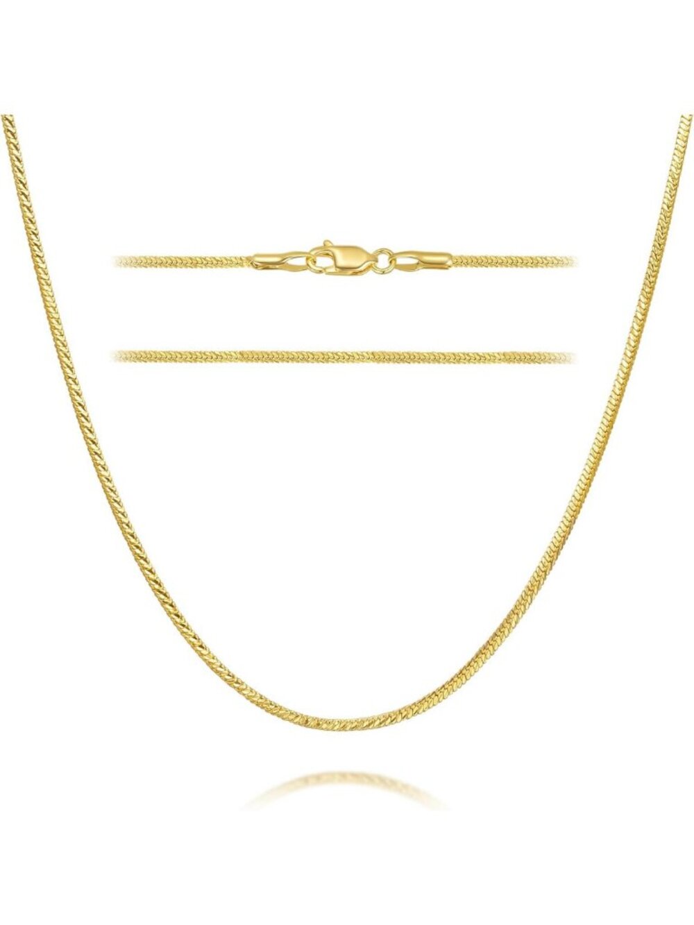 Elegant 14K Gold Snake Chain Necklace for Women - Stylish Round Design, Perfect